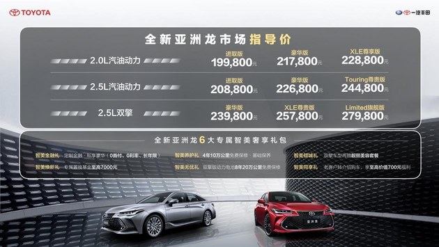 丰田新款亚洲龙售价XX.XX万起 细节提升